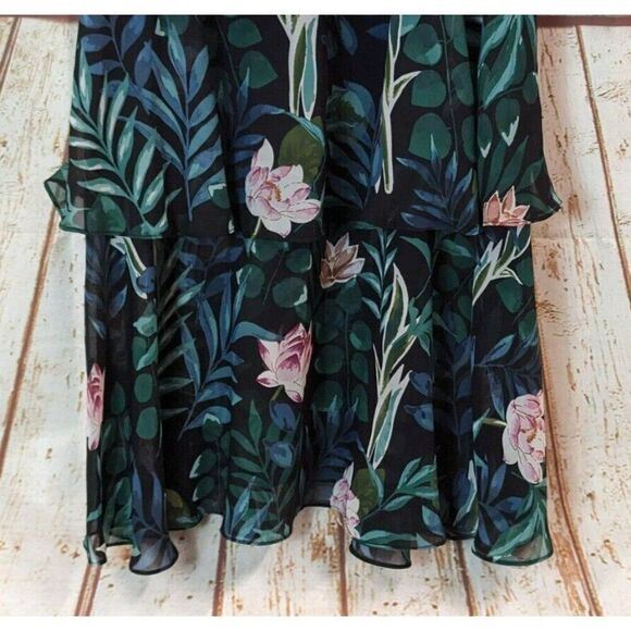 SLNY 9171315 Womens 8 Navy Multicolor Polyester Floral Sleeveless Round Neck Zip - Picture 4 of 10